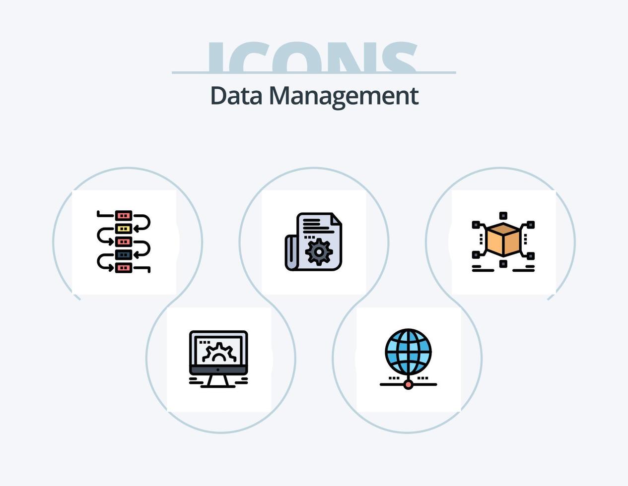 Data Management Line Filled Icon Pack 5 Icon Design. . data . profile . worldwide . earth vector