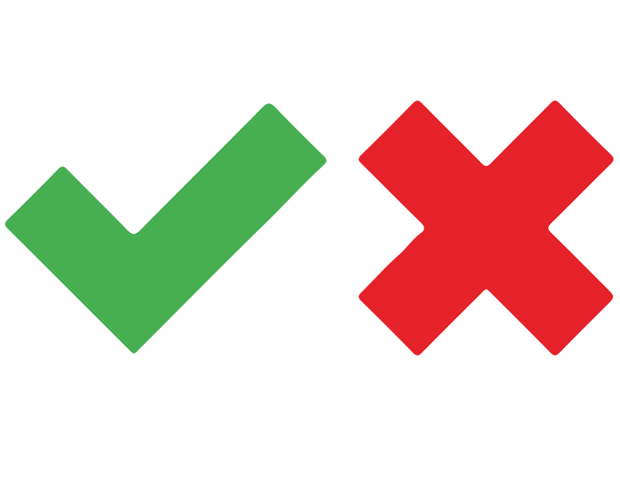 Red and green check marks isolated on transparent PNG