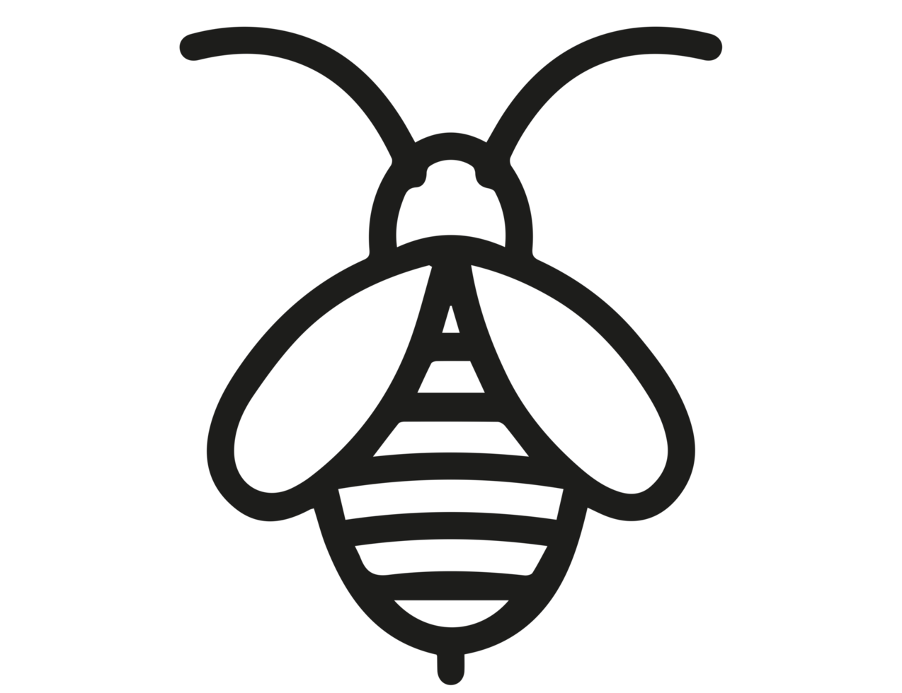 Bee icon. Symbol silhouette of a honey bee sign on transparent background png