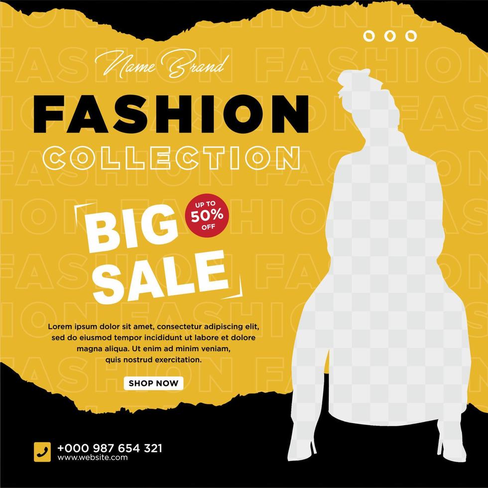 Fashion social media post template vector