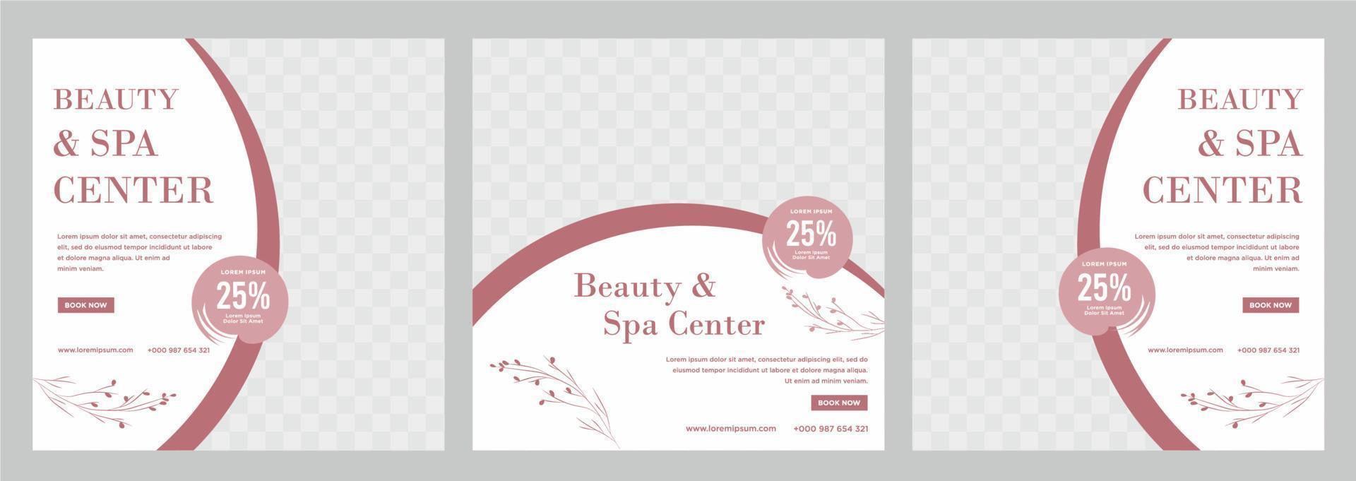 Beauty and spa social media post or banner template vector