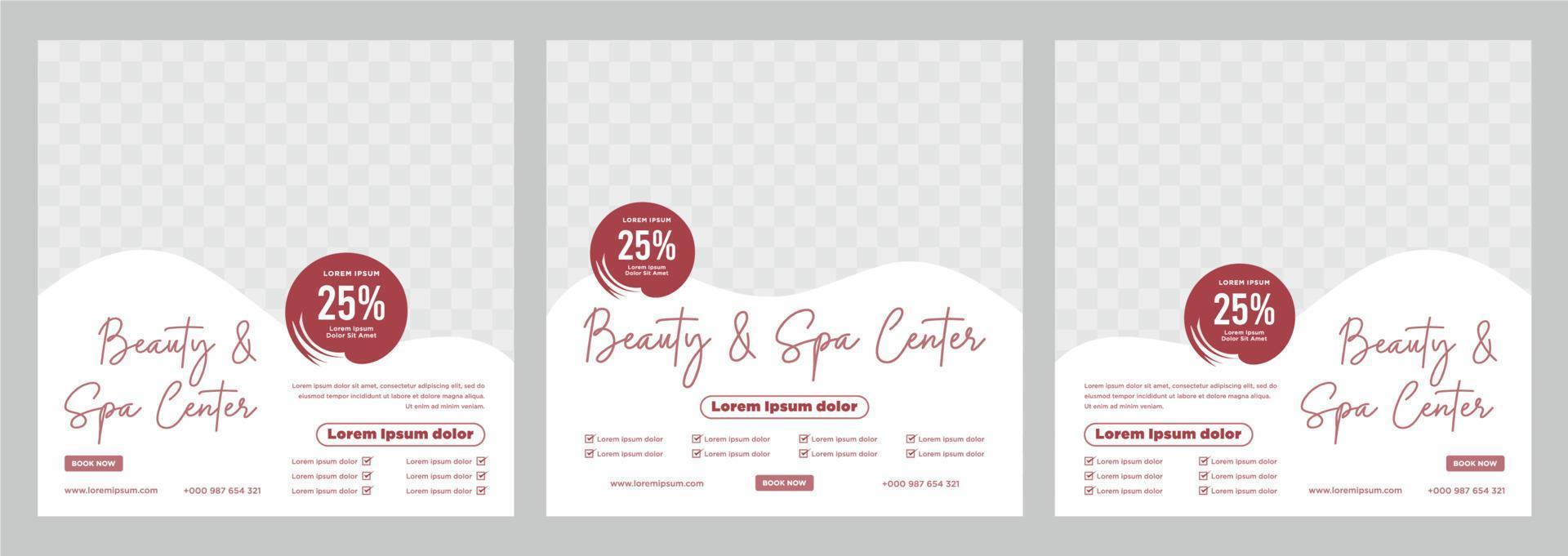 Beauty and spa social media post or banner template vector