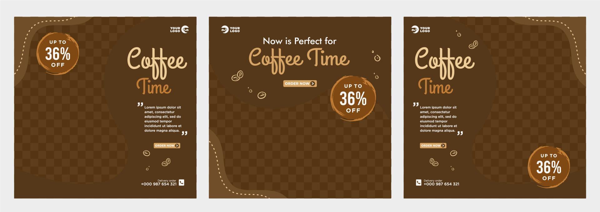 Coffee social media post template vector