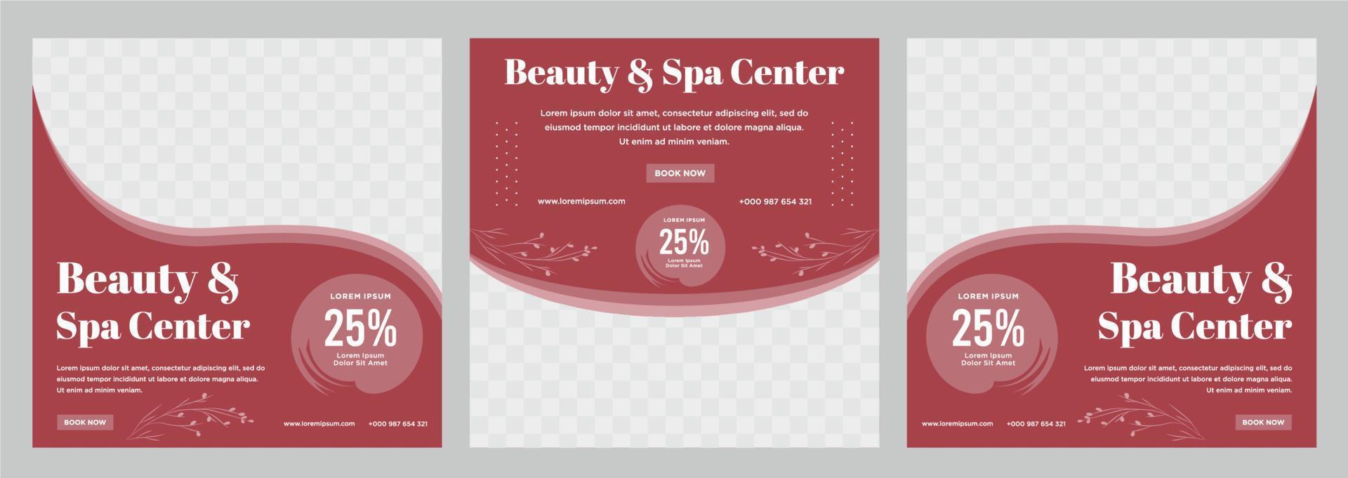 Beauty and spa social media post or banner template vector