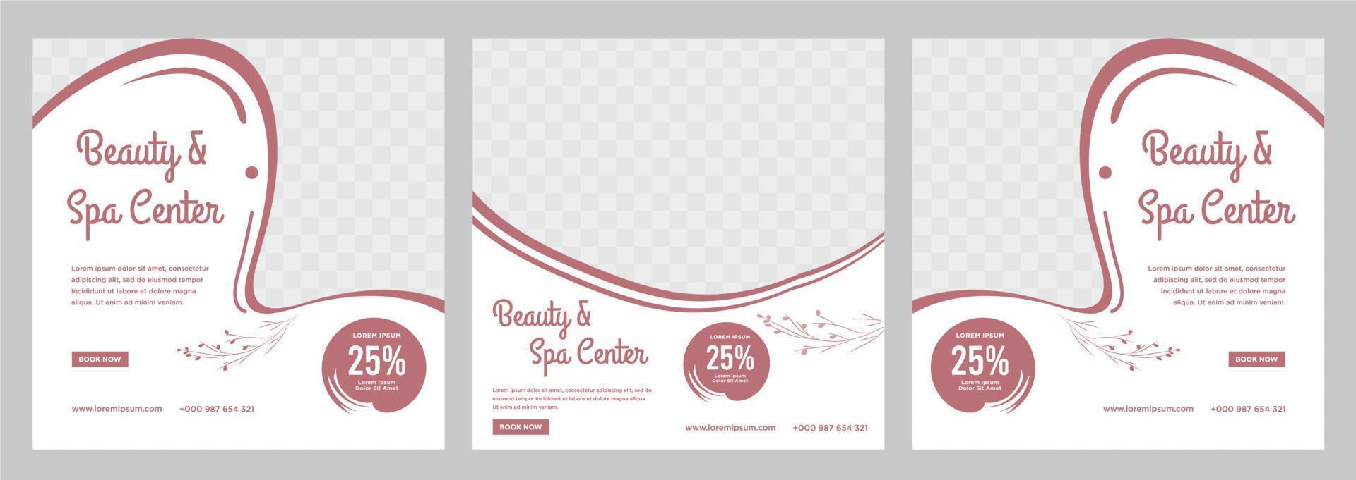 Beauty and spa social media post or banner template vector