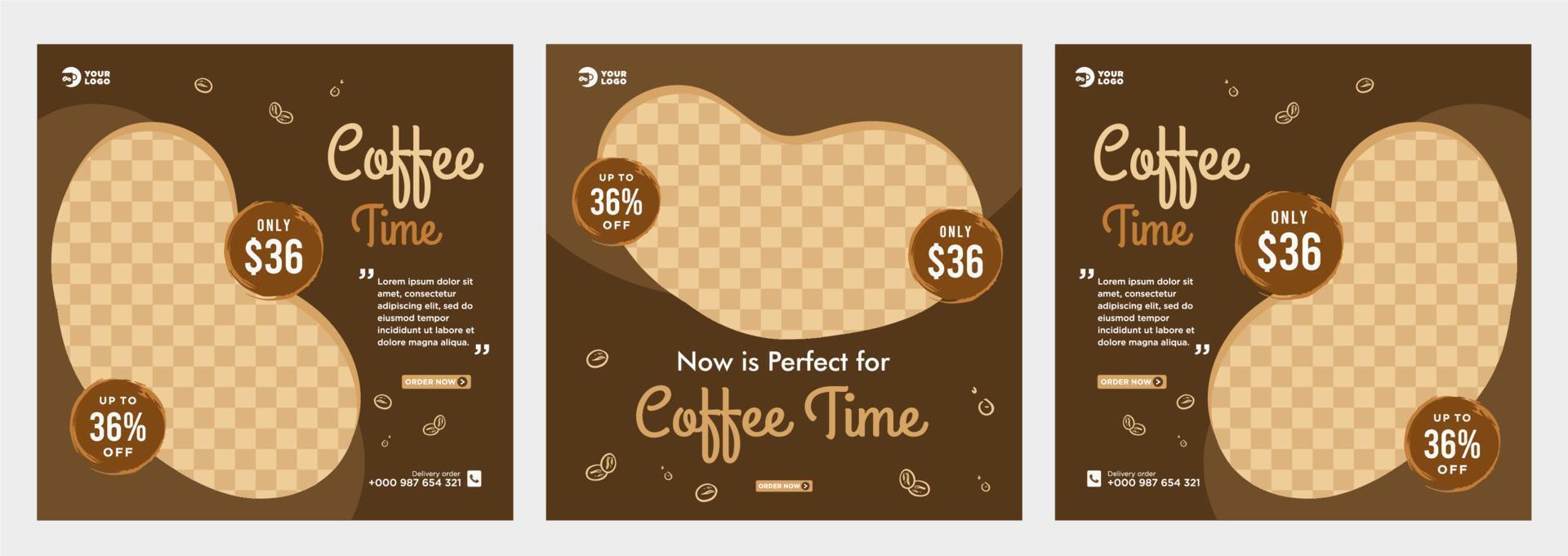 Coffee social media post template vector