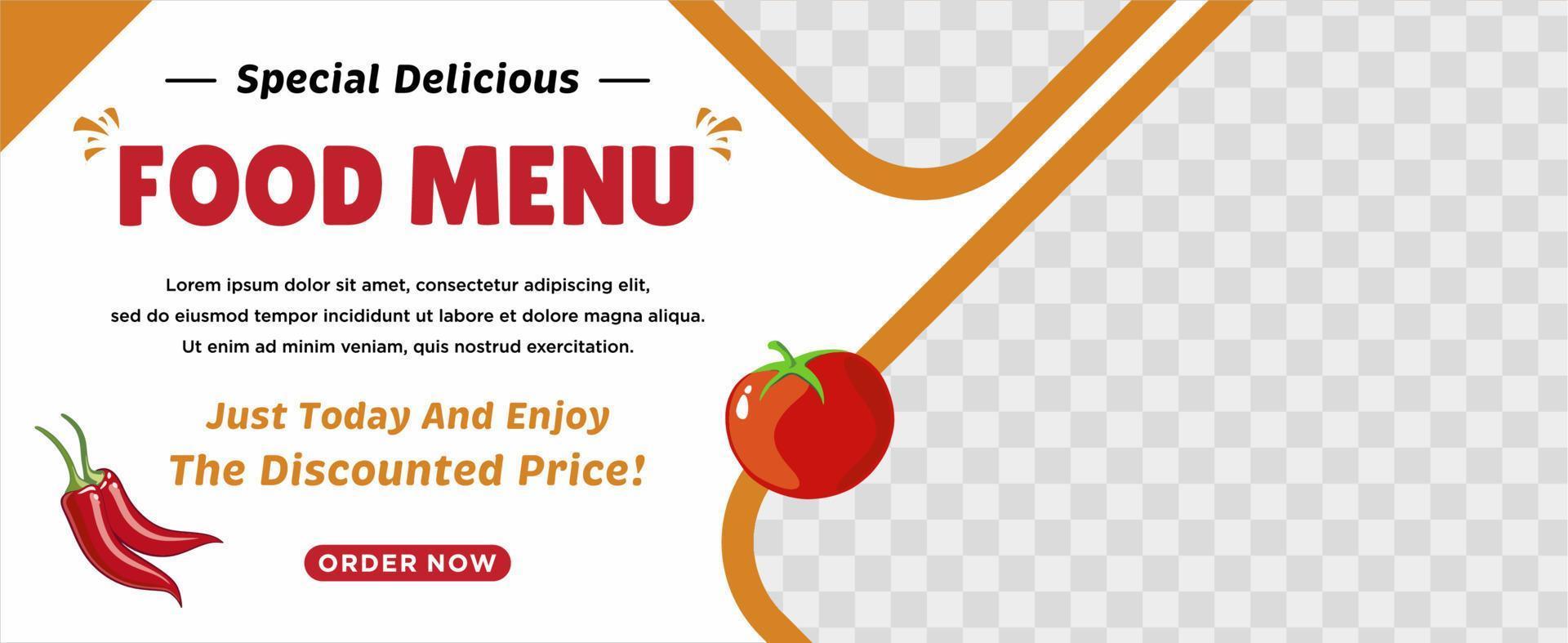 Delicious food menu and restaurant social media post template vector