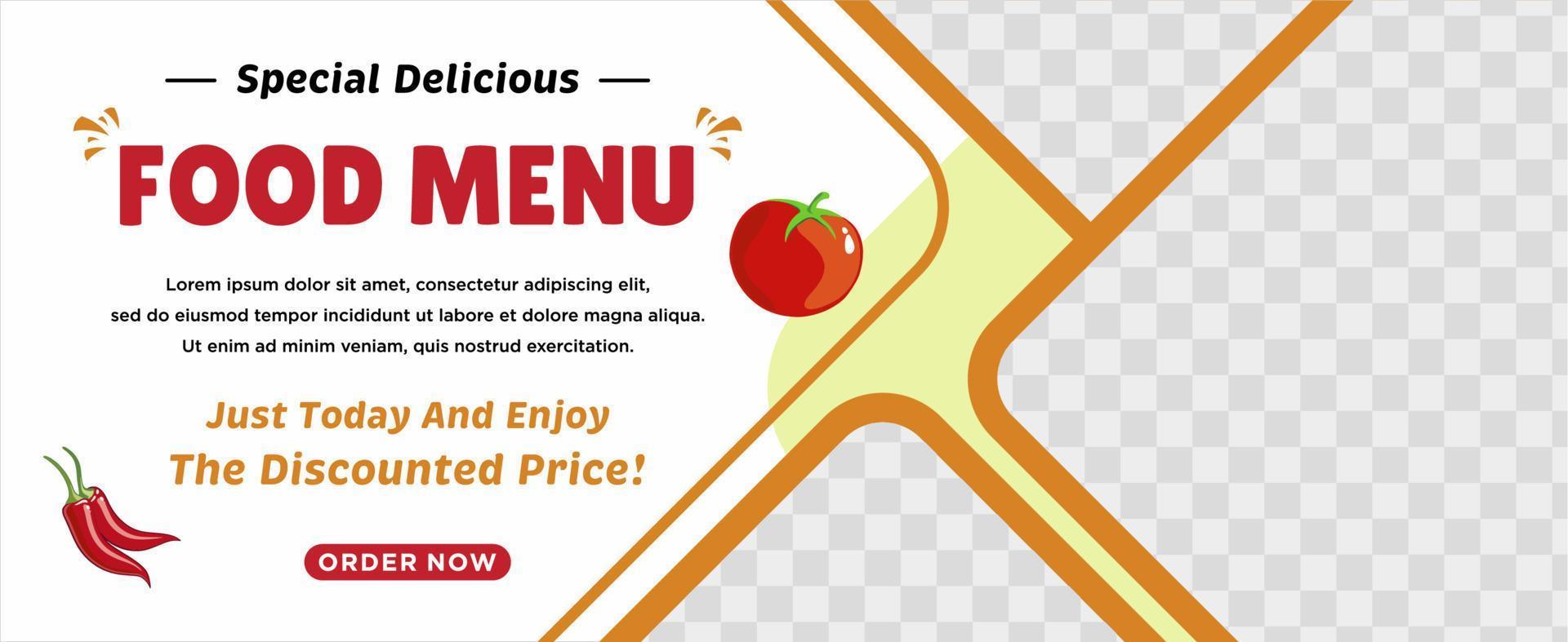 Delicious food menu and restaurant social media post template vector