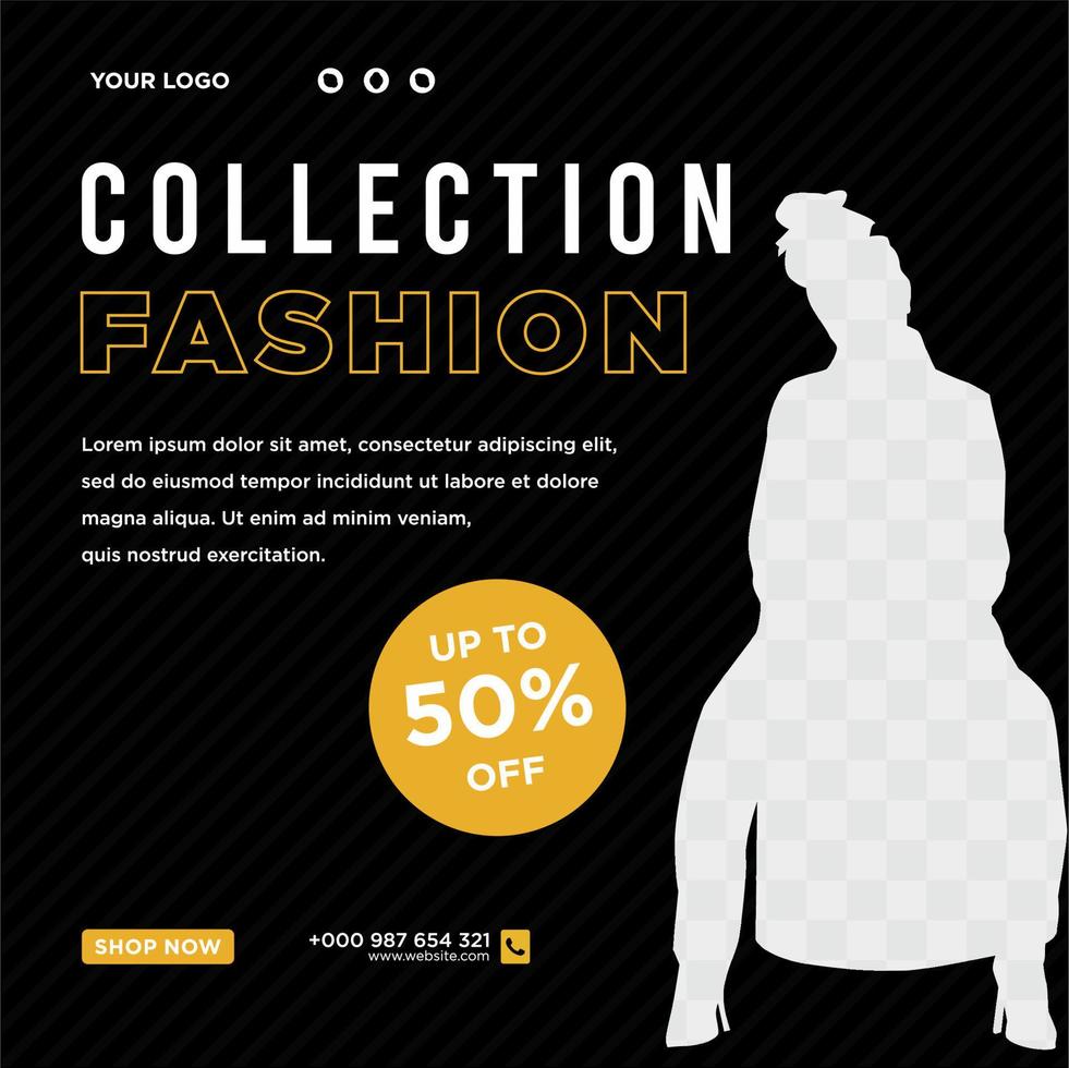 Fashion social media post template vector