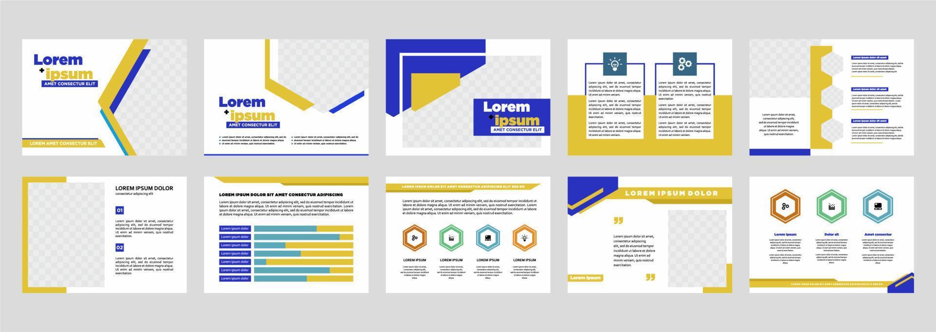 Business presentation templates set. Use for modern presentation background  brochure design  website slider  landing page  annual report  company profile vector