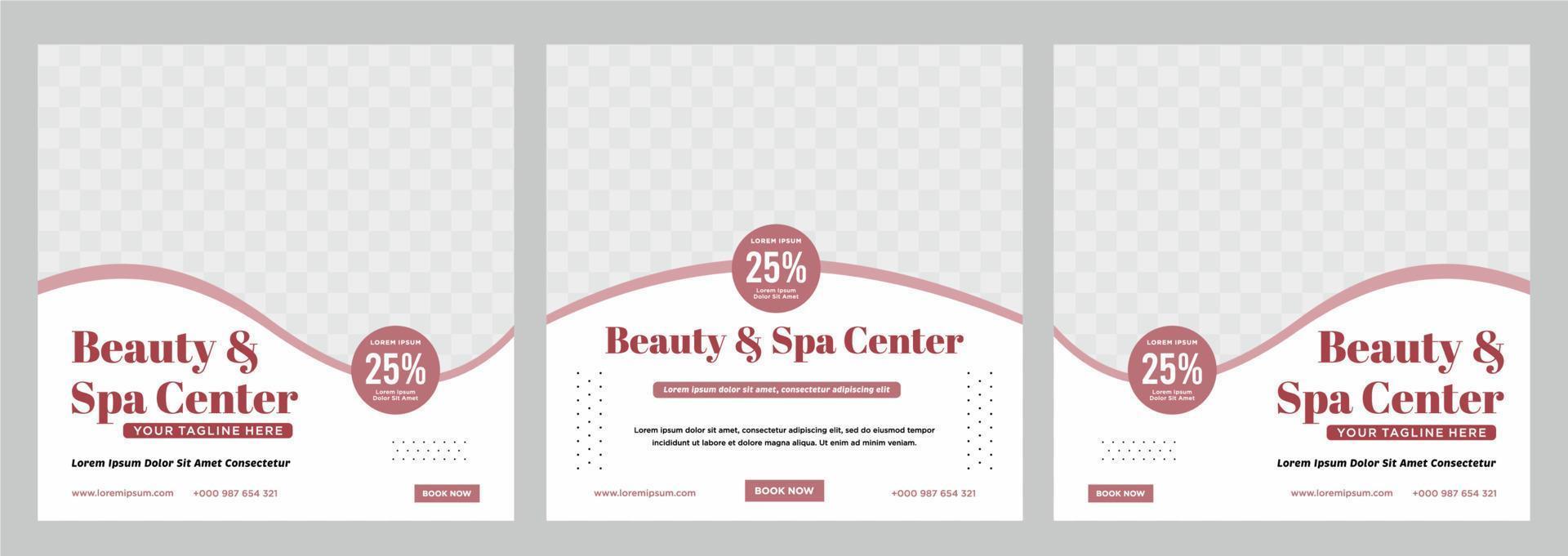 Beauty and spa social media post or banner template vector