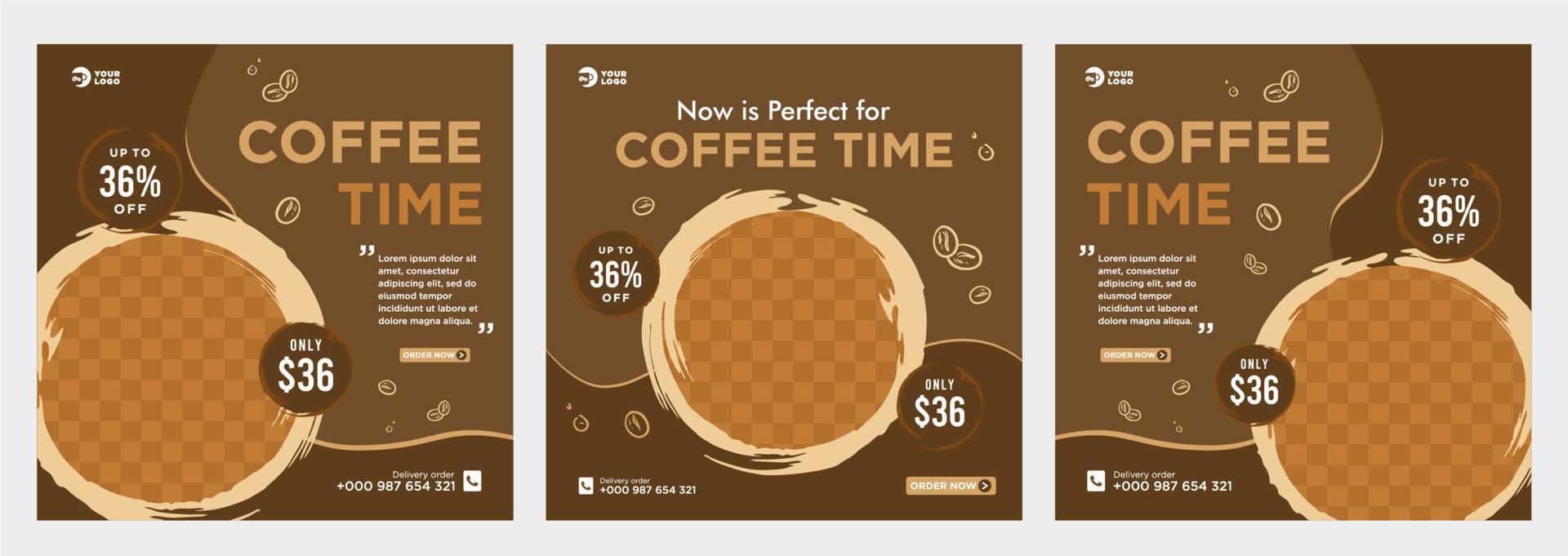 Coffee social media post template vector