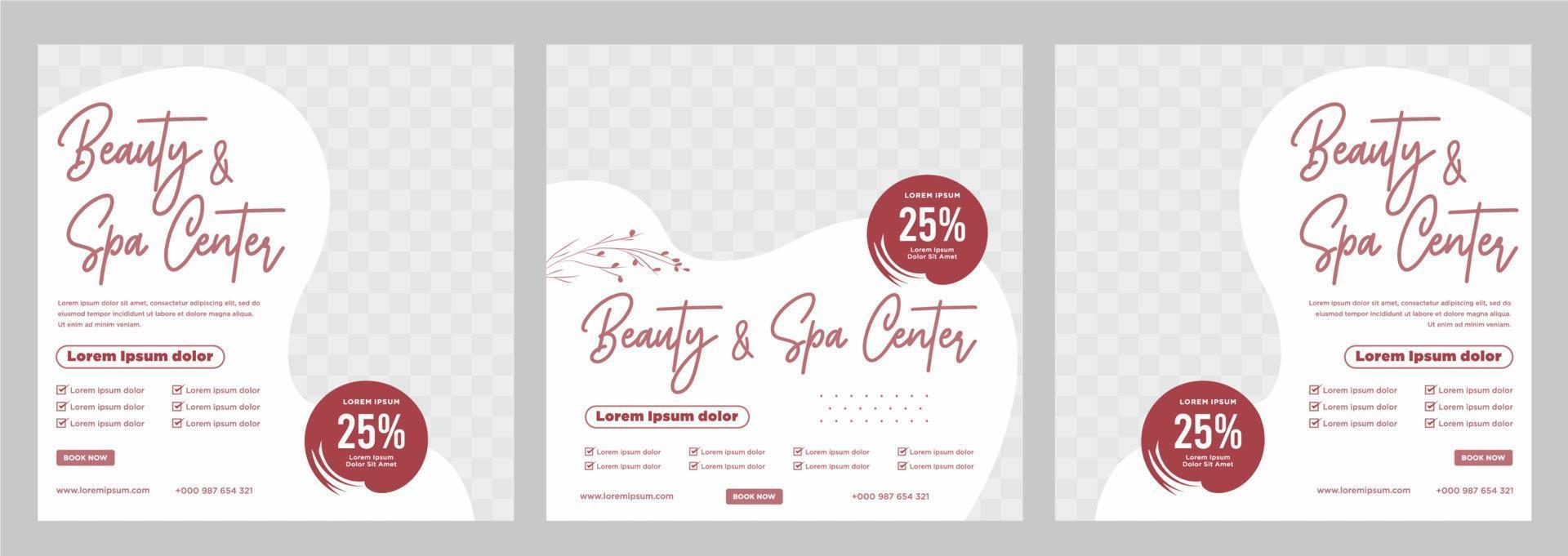 Beauty and spa social media post or banner template vector