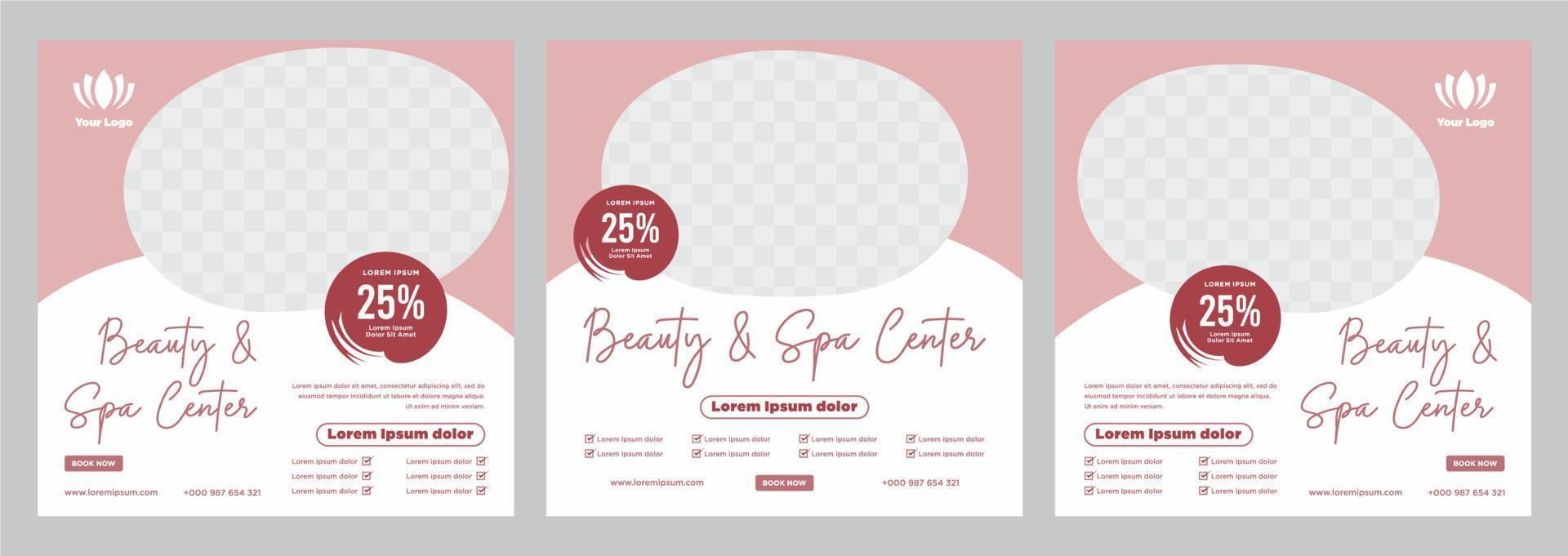 Beauty and spa social media post or banner template vector