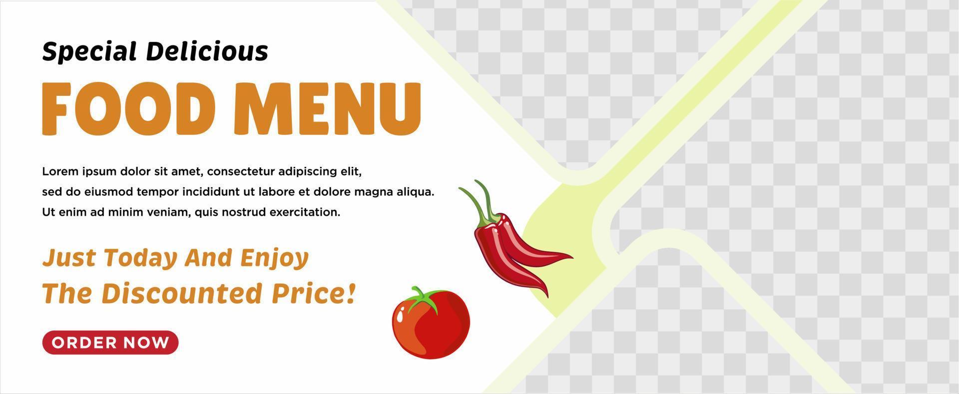 Delicious food menu and restaurant social media post template vector