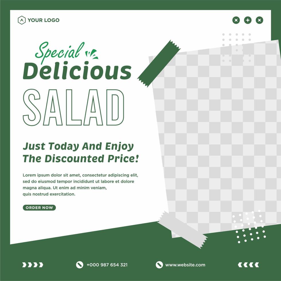 Delicious food menu and restaurant social media post template vector