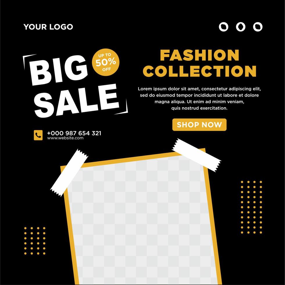 Fashion social media post template vector