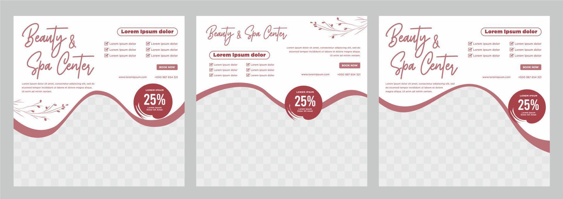 Beauty and spa social media post or banner template vector