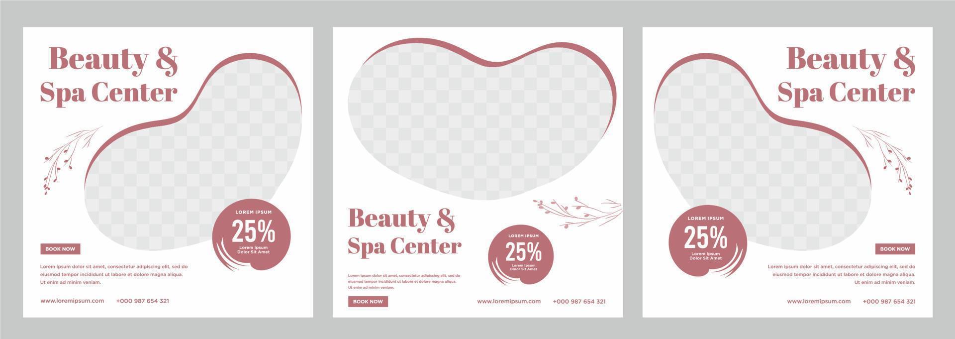 Beauty and spa social media post or banner template vector