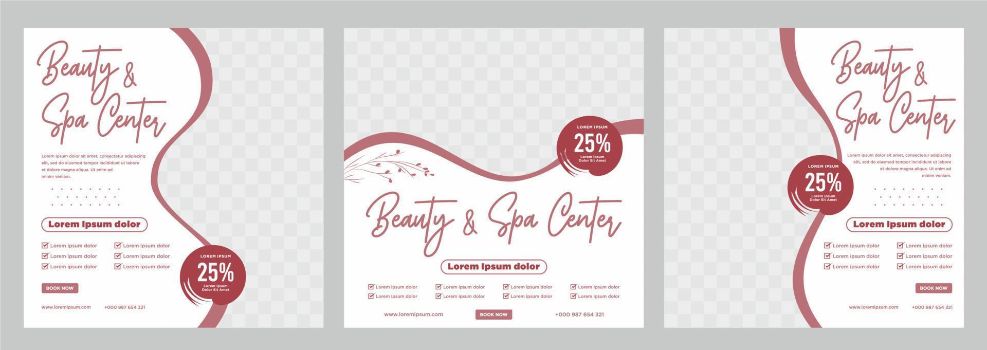 Beauty and spa social media post or banner template vector