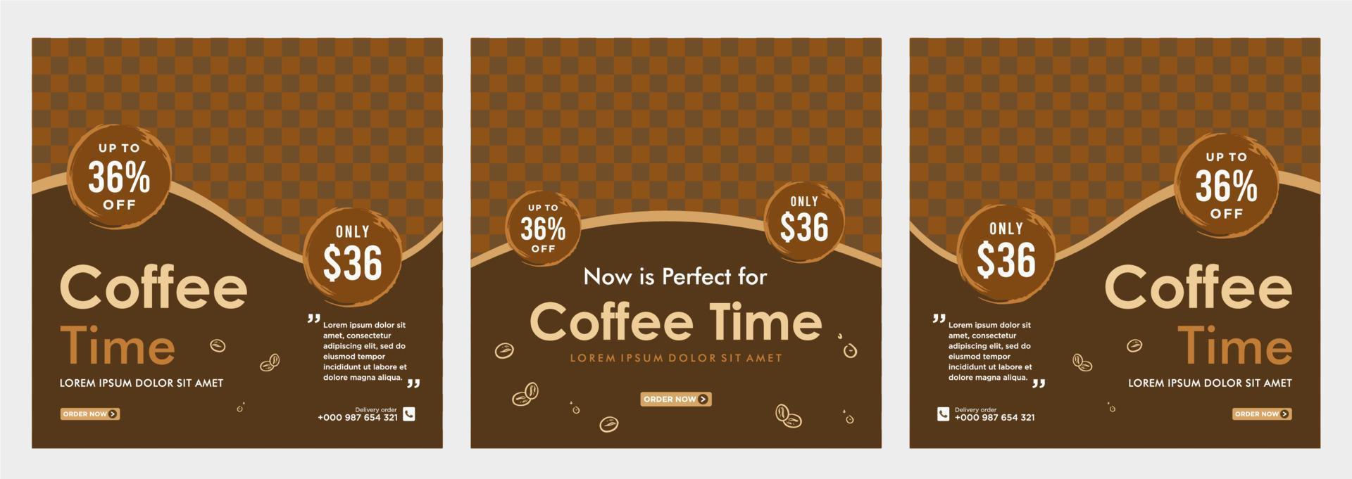 Coffee social media post template vector