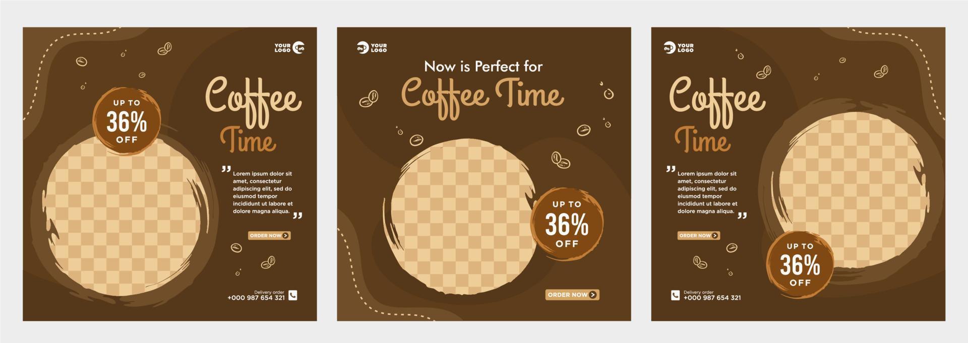 Coffee social media post template vector