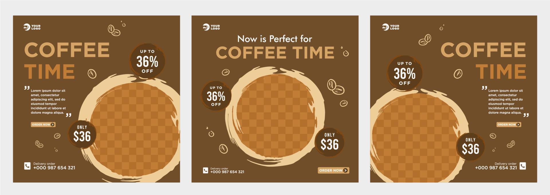 Coffee social media post template vector