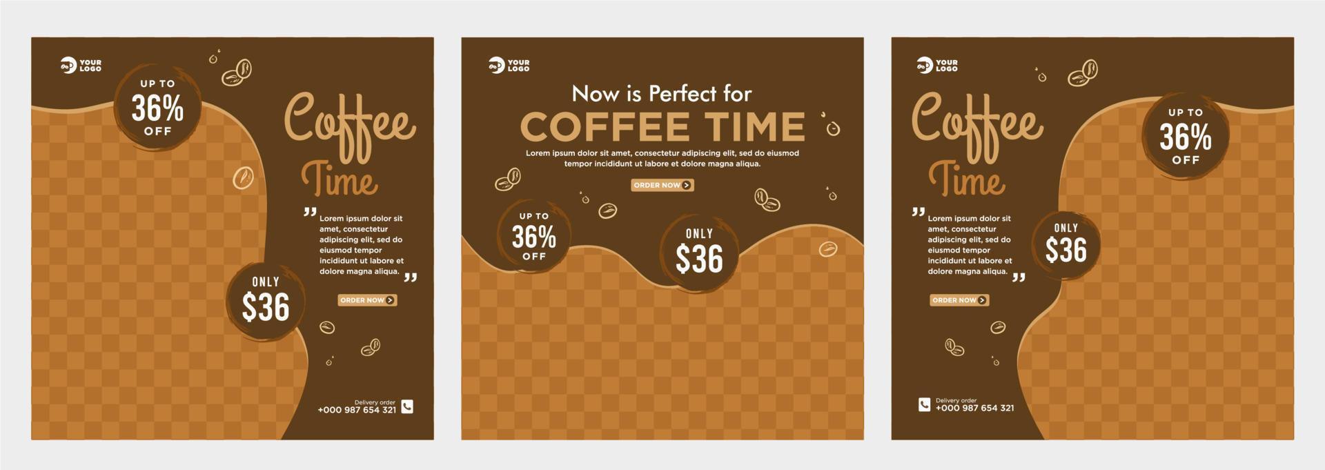 Coffee social media post template vector