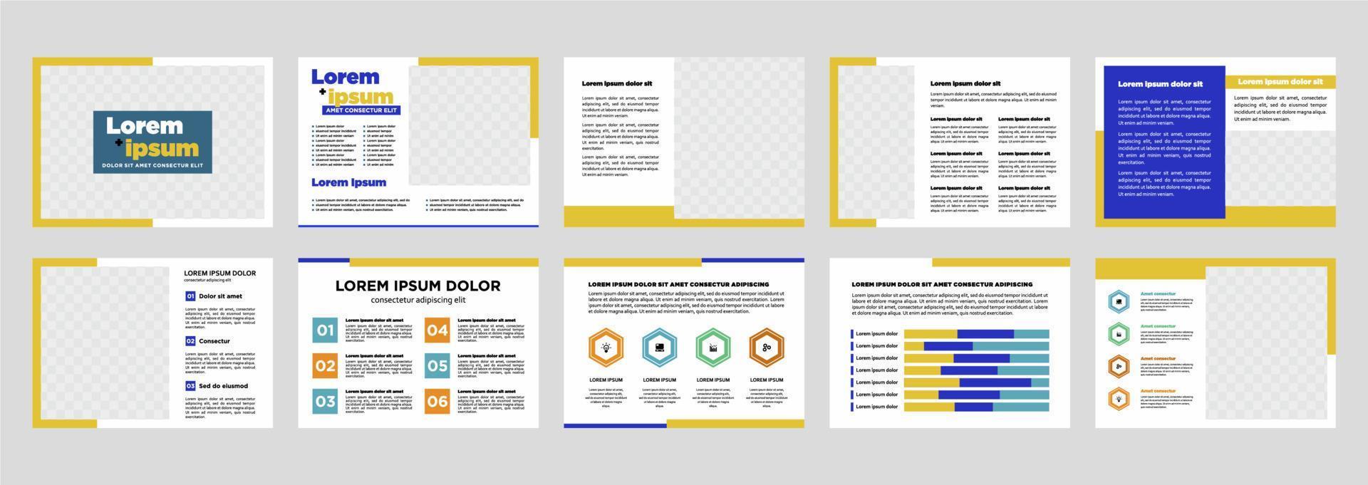 Business presentation templates set. Use for modern presentation background  brochure design  website slider  landing page  annual report  company profile vector