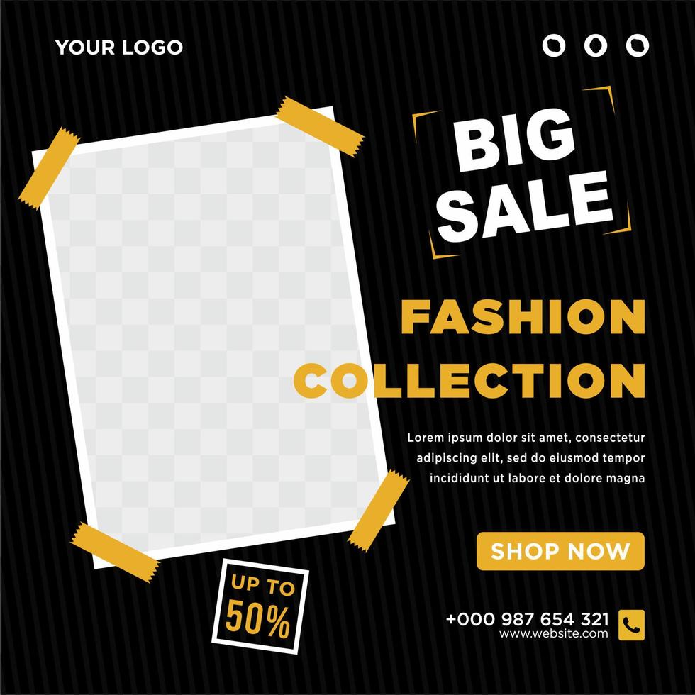 Fashion social media post template vector