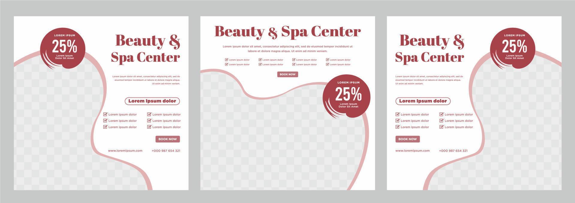 Beauty and spa social media post or banner template vector