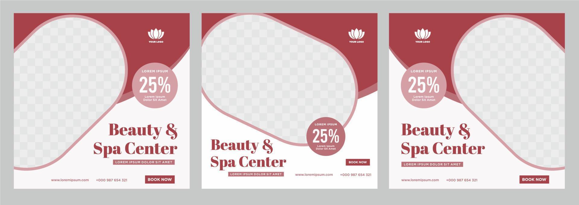 Beauty and spa social media post or banner template vector