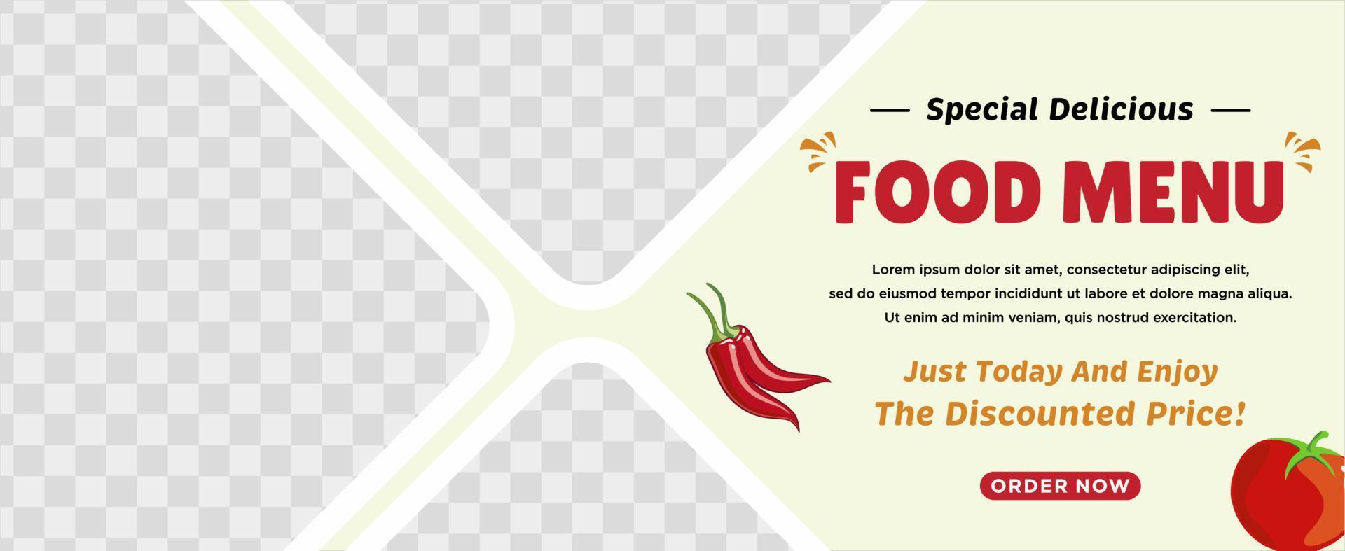 Delicious food menu and restaurant social media post template vector