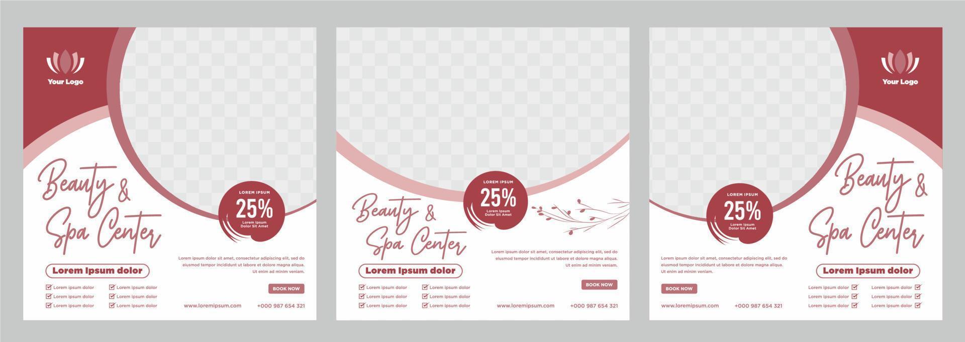 Beauty and spa social media post or banner template vector