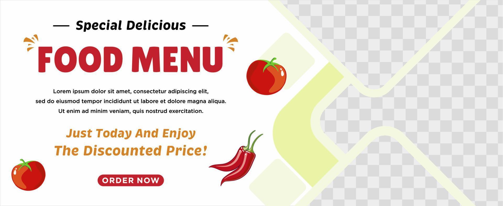 Delicious food menu and restaurant social media post template vector