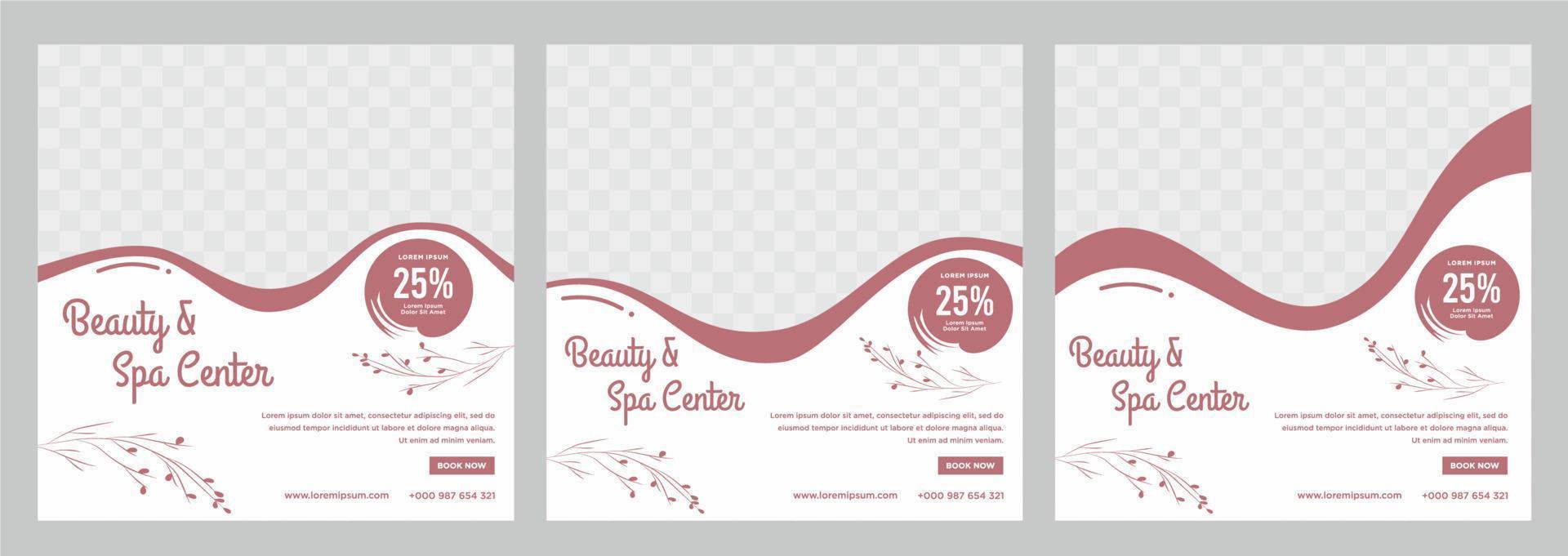 Beauty and spa social media post or banner template vector