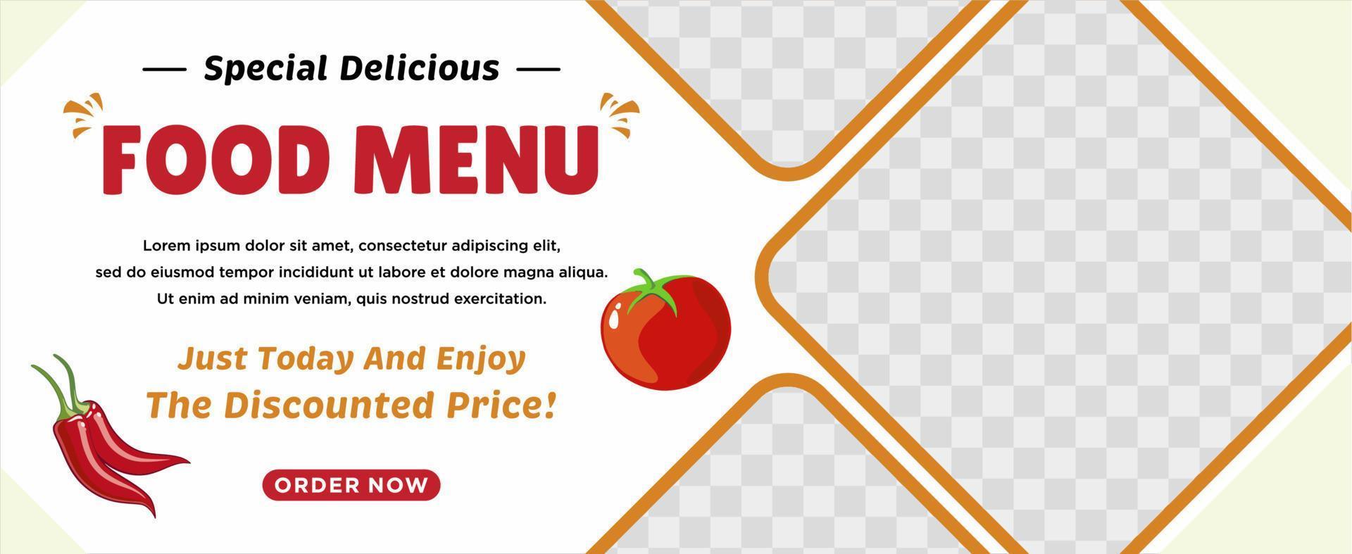 Delicious food menu and restaurant social media post template vector
