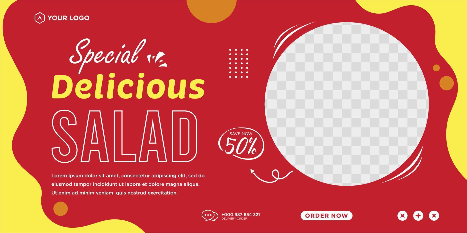 Delicious food menu and restaurant social media post template vector