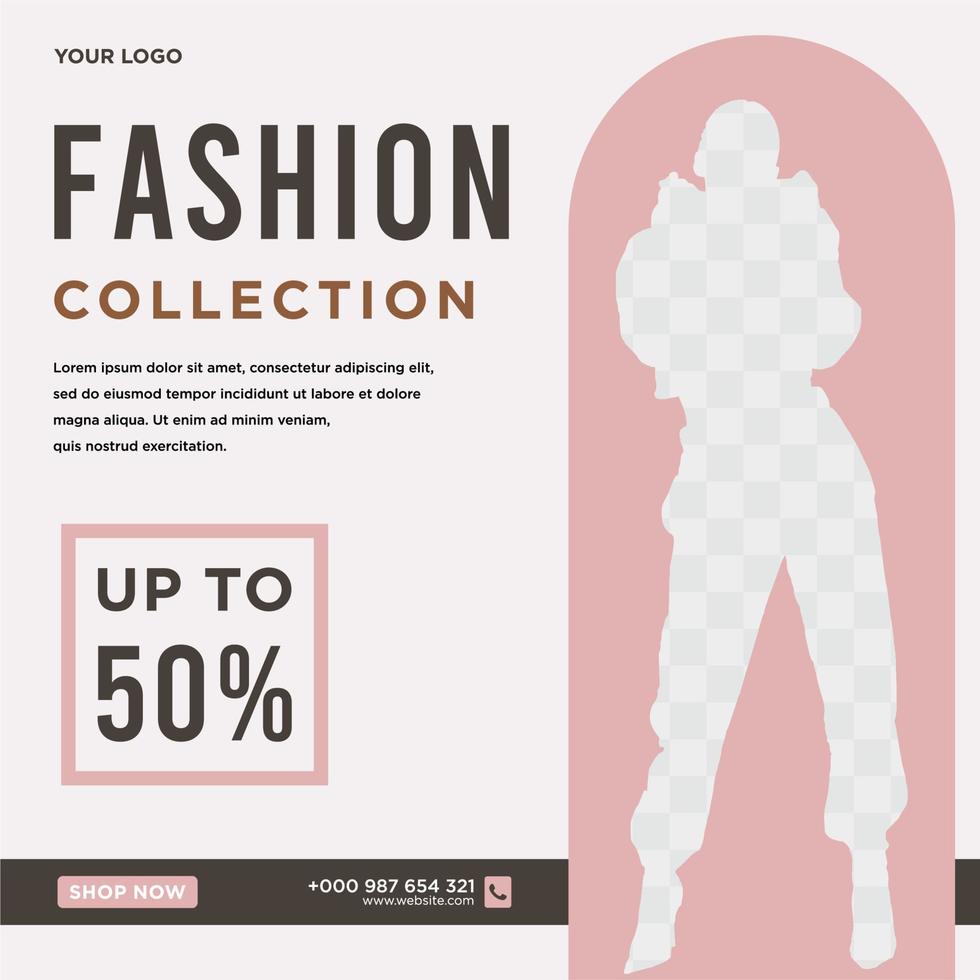 Fashion social media post template vector