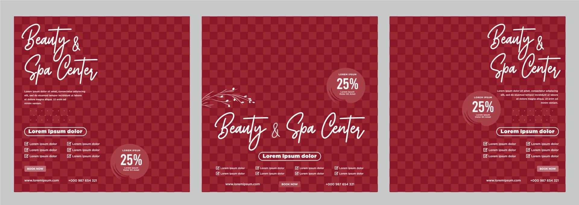 Beauty and spa social media post or banner template vector