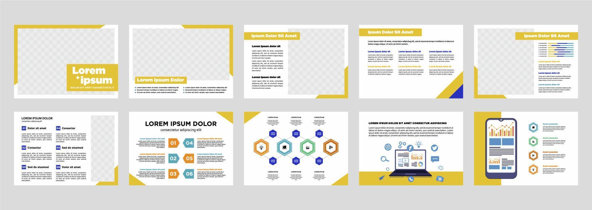 Business presentation templates set. Use for modern presentation background  brochure design  website slider  landing page  annual report  company profile vector