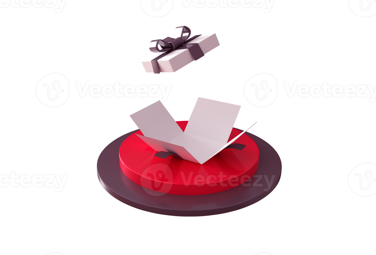 3d van geopend verrassing geschenk doos model. 3d geven illustratie. png