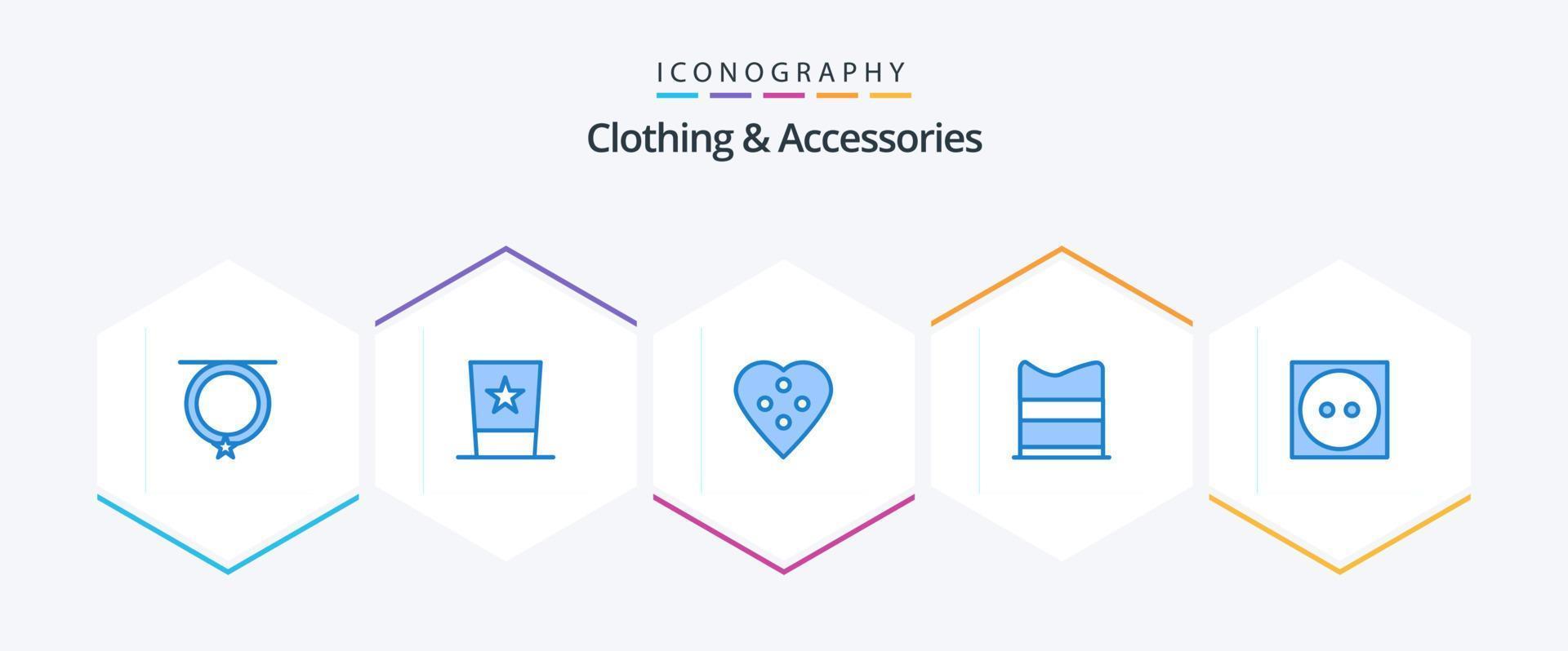 Clothing and Accessories 25 Blue icon pack including web. design. top hat. clothing. heart button vector