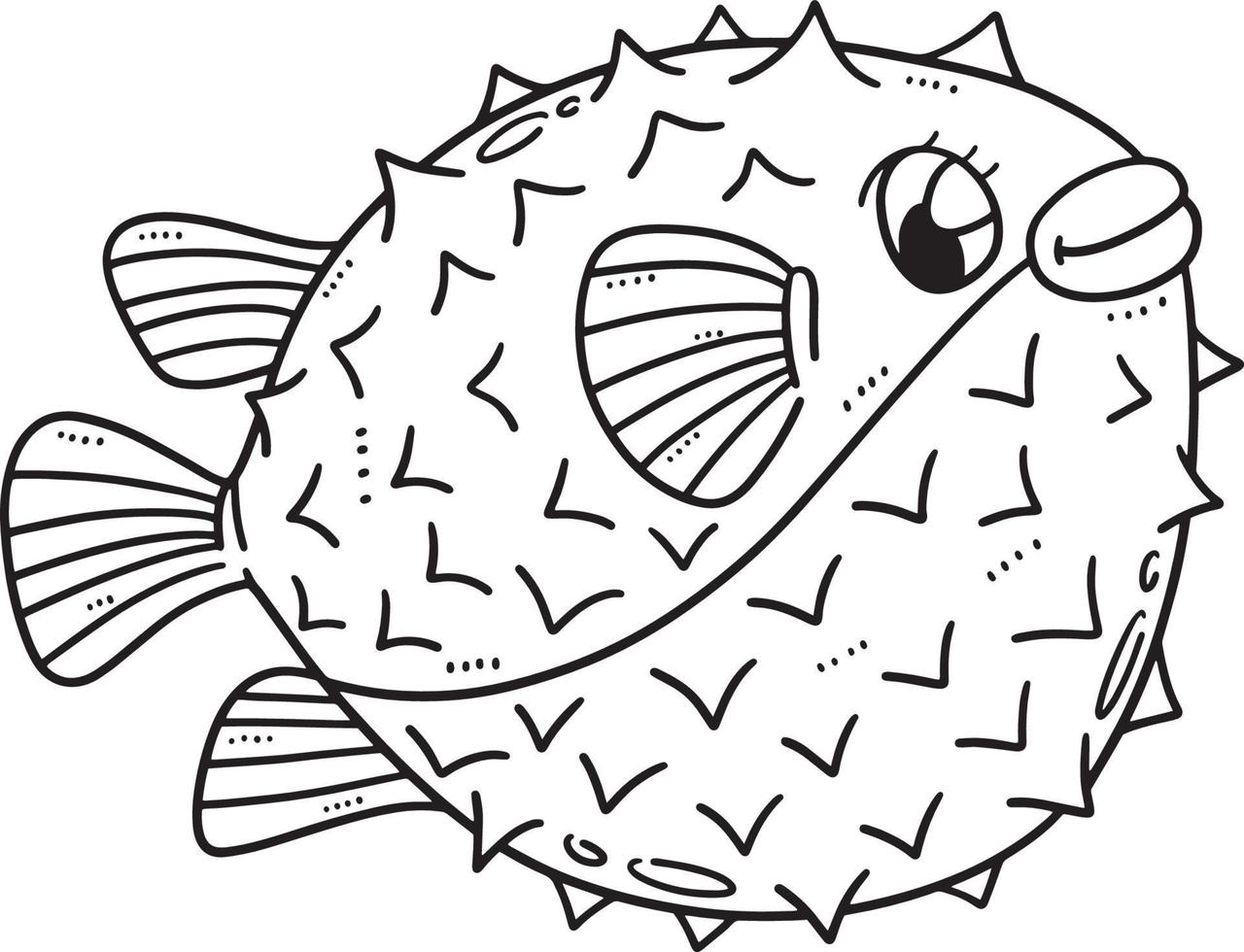 Mother Pufferfish Isolated Coloring Page for Kids vector