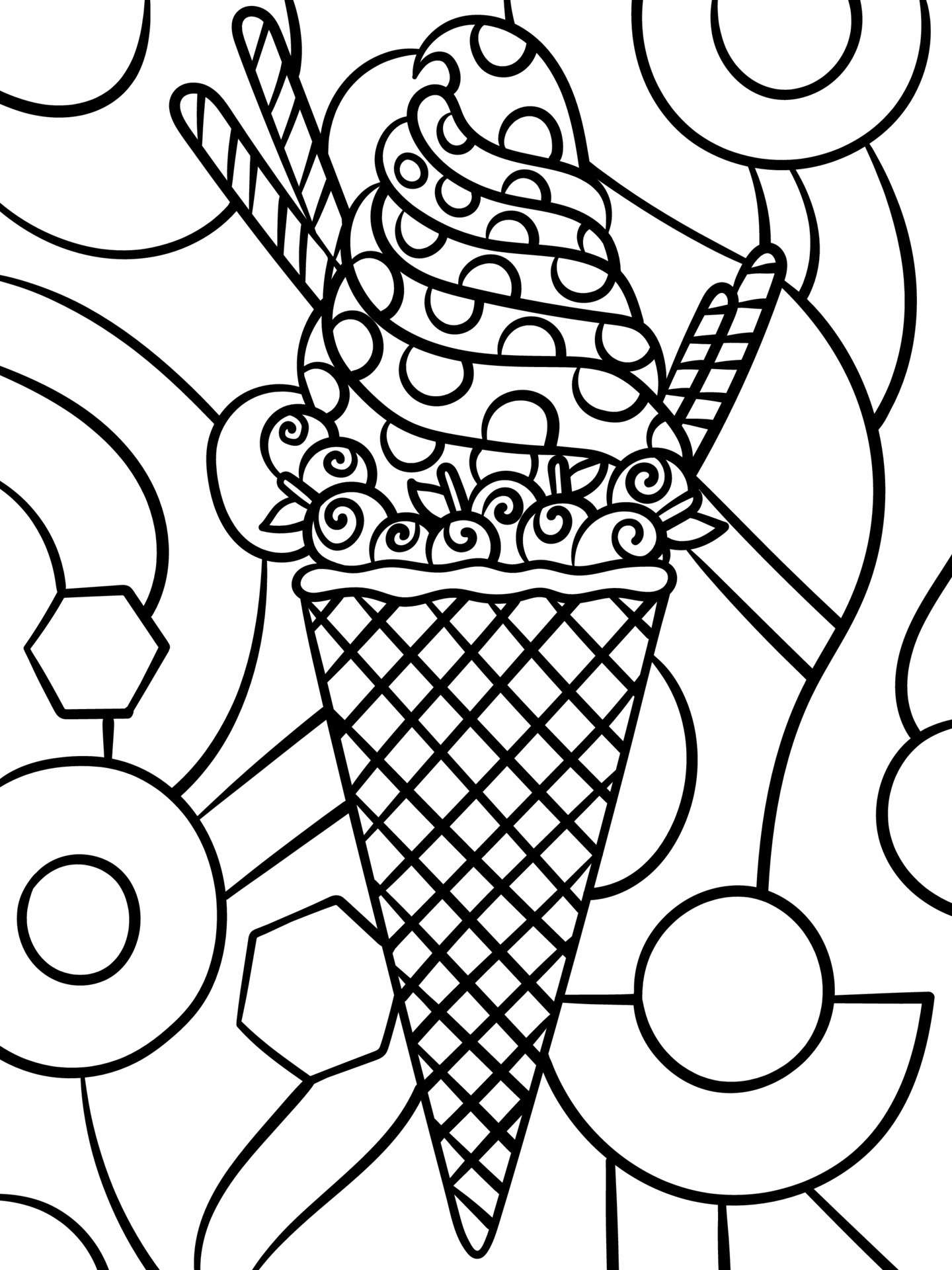 Ice Cream In Cone Sweet Food Coloring Page 17197800 Vector Art at Vecteezy