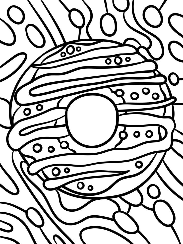 Donut Sweet Food Coloring Page for Kids vector