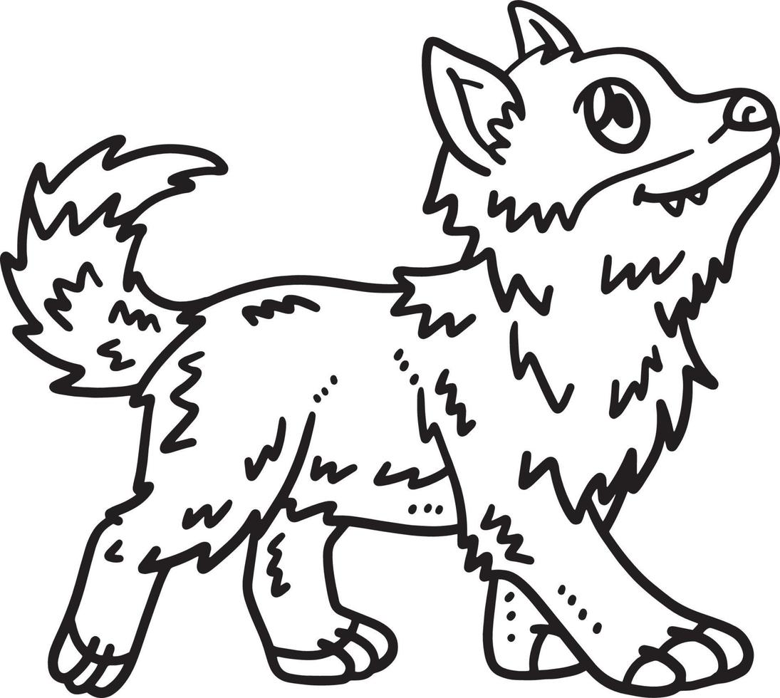 Baby Wolf Isolated Coloring Page for Kids vector