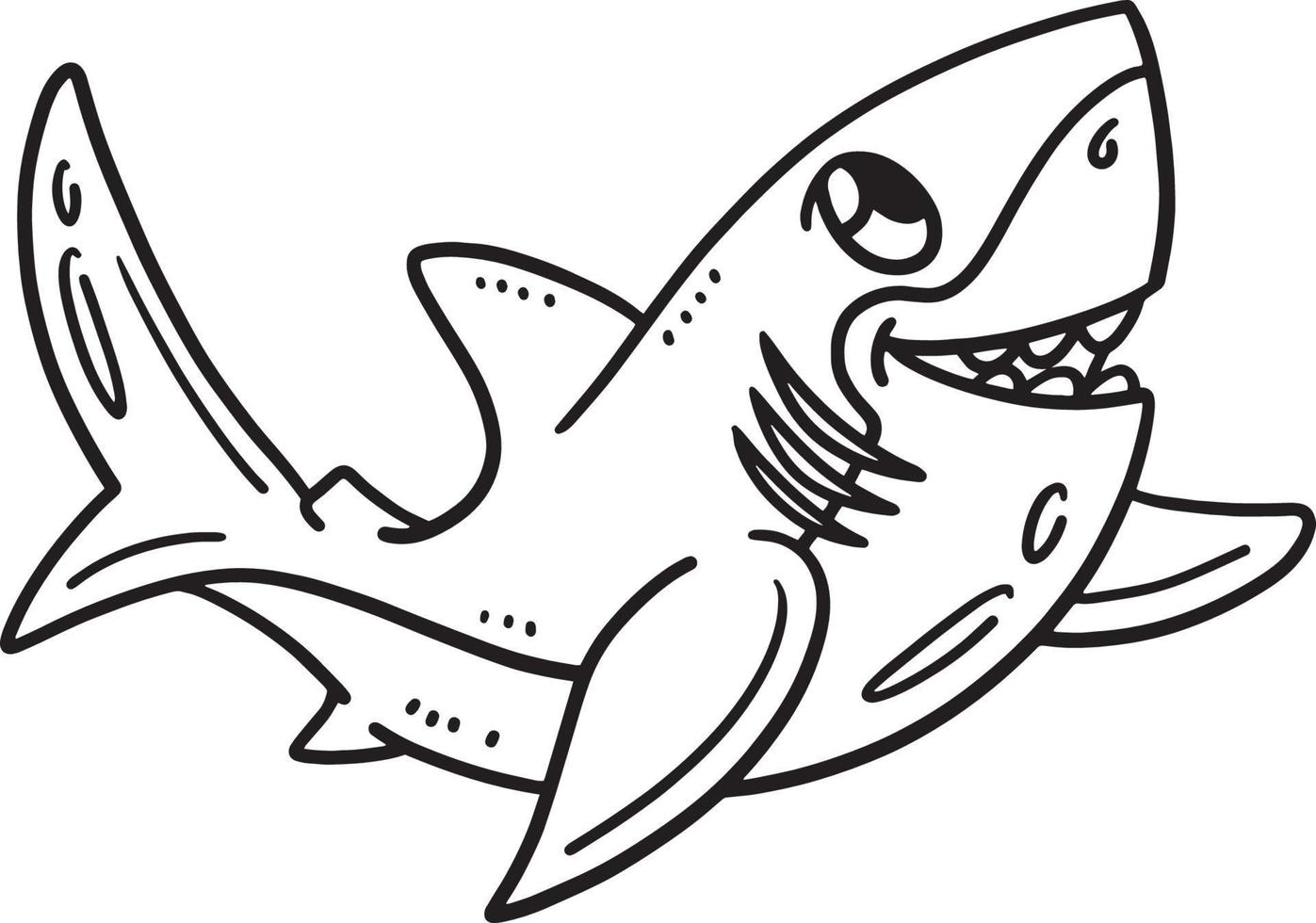 Baby Great White Shark Isolated Coloring Page vector