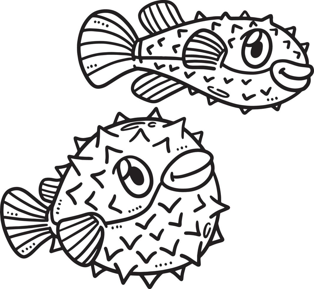 Baby Pufferfish Isolated Coloring Page for Kids vector