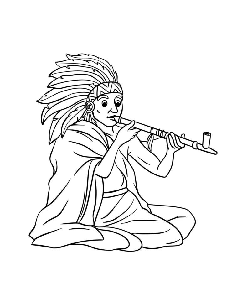 Native American Indian with Calumet Isolated vector